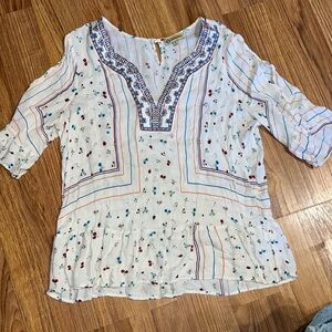 Democracy White and Blue Embroidered Tunic